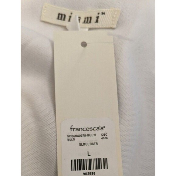 Francesca's Miami Top  Womens L  NWT  Red Striped V-Neck Empire Waist Crop Shirt - Picture 6 of 6